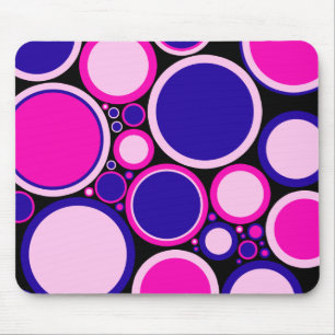 Mauspad, Retro-Punkte, heißrosa, rosa, blau, schwa Mousepad