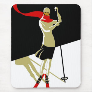 Mauspad Vintage Saint Croix Skifahren Reiseplakate