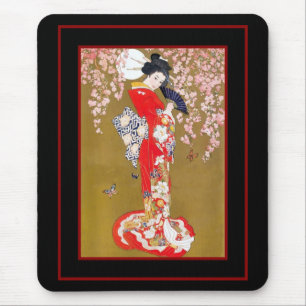 Mauspads Kunst Japanische Geisha Dame Vintage Post
