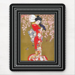 Mauspads Kunst Japanische Geisha Dame Vintage Post