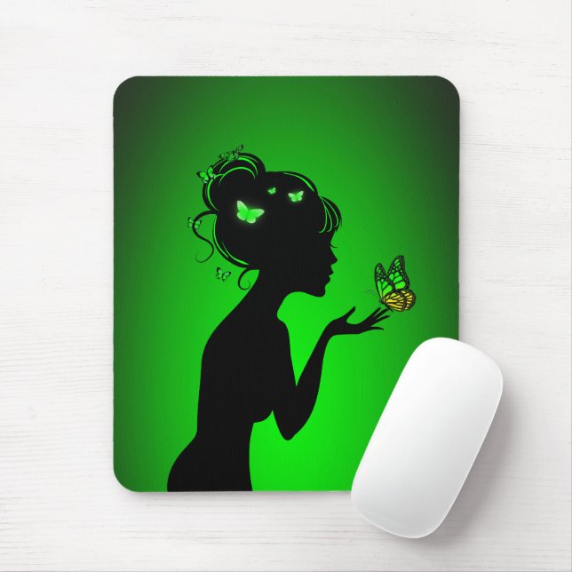 Mausteppich Grüne Schmetterlinge Mousepad (Mit Mouse)