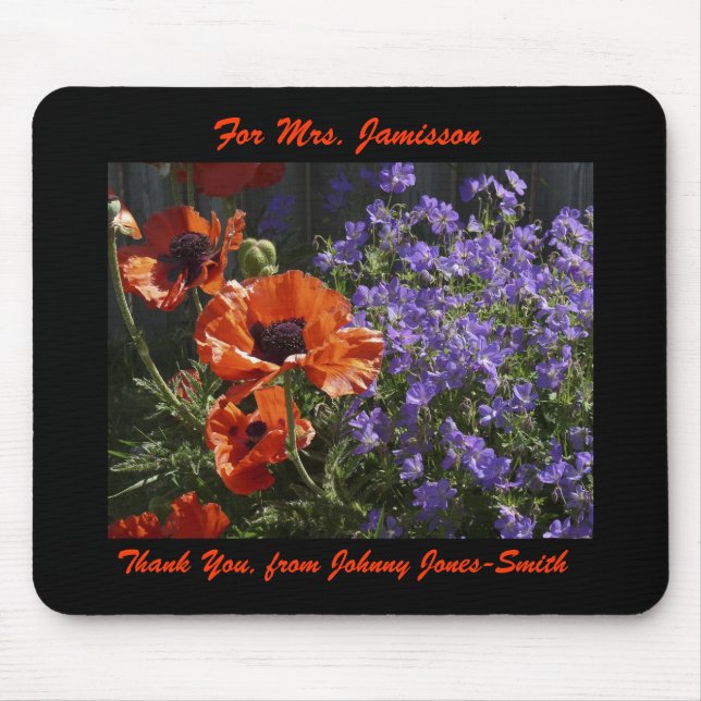 Mausunterlage-danken orange Mohnblumen-Lehrer Mousepad (Vorne)