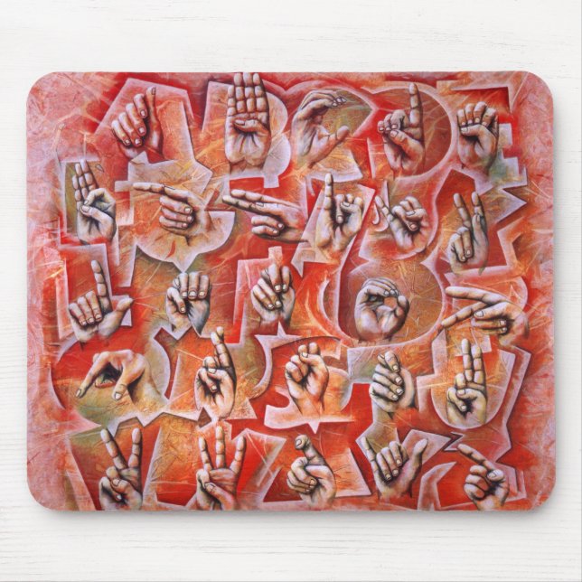 Mausunterlage des Gebärdensprache-Alphabetes 2 Mousepad (Vorne)