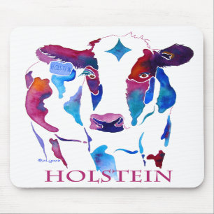 Mausunterlage-Holstein-Kuh in Lila u. in den Blues Mousepad