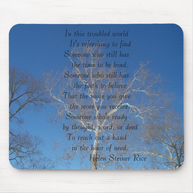 Mausunterlage mit einem Gedicht durch Reis Helens Mousepad (Vorne)