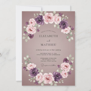 Mauve Amethyst Aquarell-Hochzeit Einladung