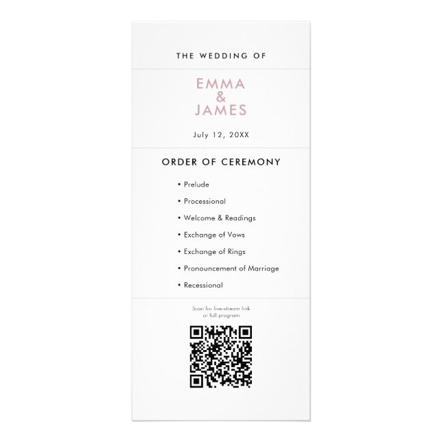 Mauve Ampersand Hochzeit | Programm | QR Code (Vorne)