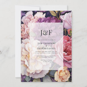 Mauve and Champagne Floral Wedding Einladung