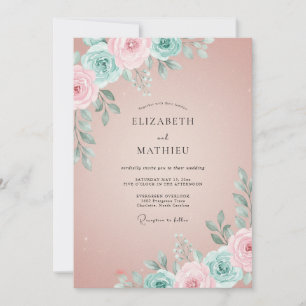 Mauve Aqua Ranunculus Eukalyptus Hochzeit Einladung