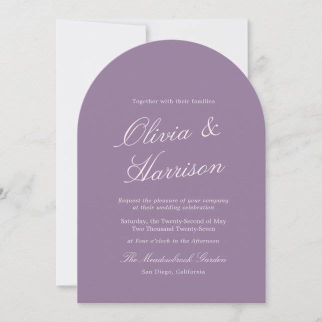 Mauve Arch Garden Wedding Invitation Einladung (Vorderseite)