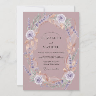 Mauve Ätherische Florale Romanze Hochzeit Einladung