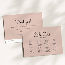 Mauve Bakery Cake Care Instruction Card Mitteilungskarte
