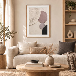 Mauve Balance | Minimal Abstract Plaster Art Print Poster