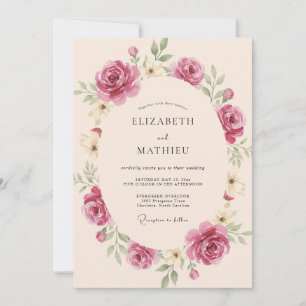 Mauve-Beeren-Kranz-Hochzeit Einladung
