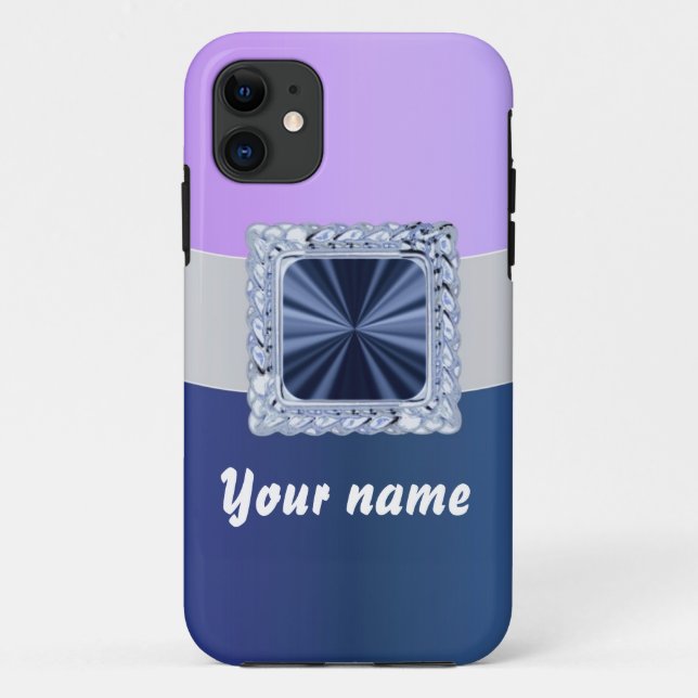 Mauve & Blau anpassbarer Text Case-Mate iPhone Hülle (Rückseite)