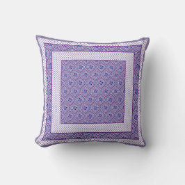 Mauve-, Blau- und Weißäpfelmuster und Polka-Punkte Kissen