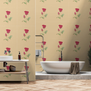 Mauve-Blume auf Beige Tapete