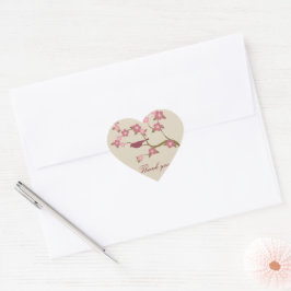 Mauve Blume Bird Vielen Dank Herzsticker Grau Herz-Aufkleber