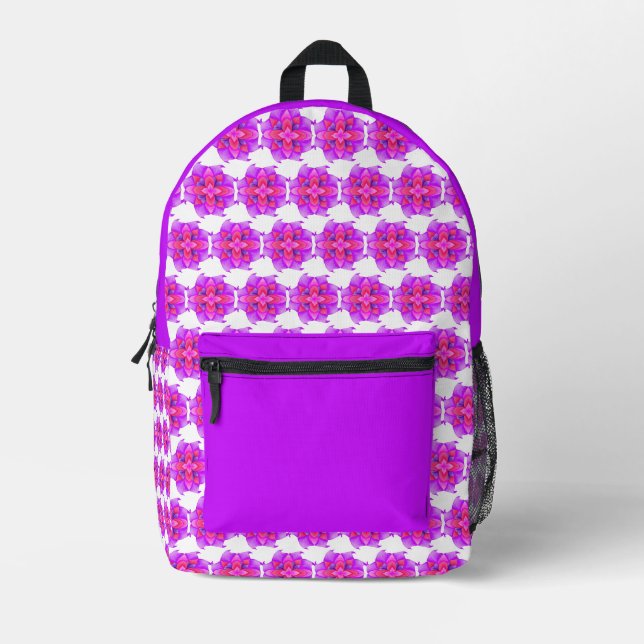 Mauve Blume School Bag Bedruckter Rucksack (Vorderseite)