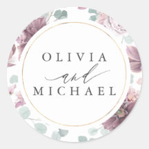 Mauve Blume und Goldrahmen Elegante Hochzeit