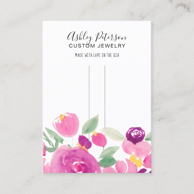 Mauve Blumenmuster elegante Friseur-Display Visitenkarte (Vorderseite)