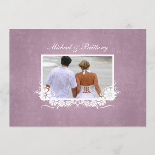 Mauve Blumenrahmen Hochzeit Verlobungsanzeige Ankündigung