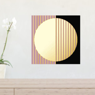 Mauve Blush Pink Black Striped Circles Art Gold Foliendrucke