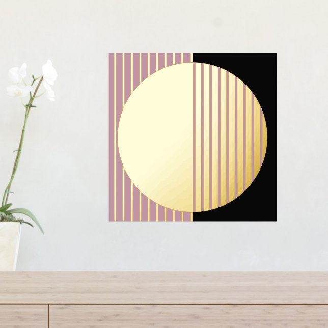Mauve Blush Pink Black Striped Circles Art Gold Foliendrucke (In Situ (Eingangstisch))