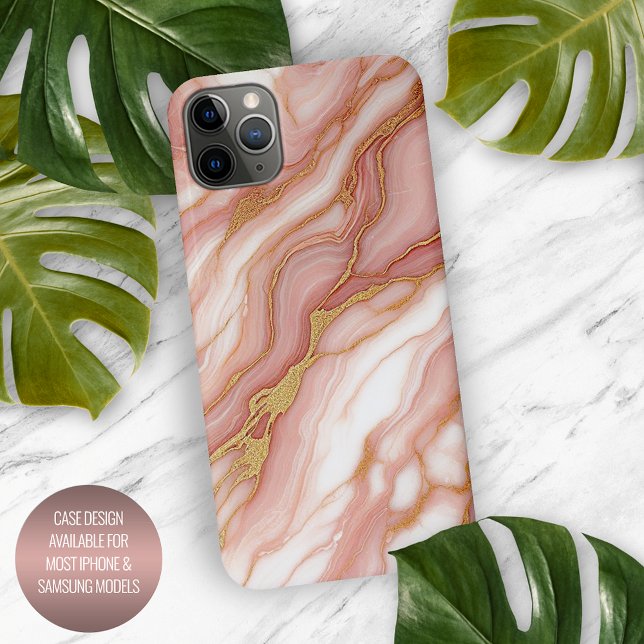 Mauve Blush Pink Red Gold Marmor Muster iPhone Hülle (Von Creator hochgeladen)