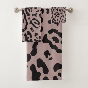 Mauve Blush Rosa Gepard Leopard Tierdruck Badhandtuch Set
