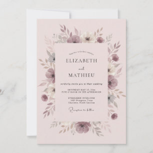Mauve Blüten Kunstvolle Hochzeit Einladung