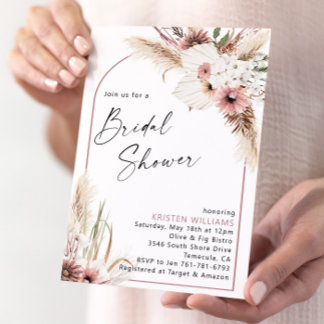 Mauve Boho Floral Brautparty Einladung