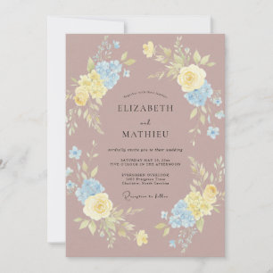 Mauve-Butter-Azur-Rosen-Hochzeit Einladung