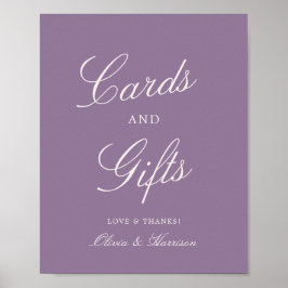 Mauve Calligraphy Wedding Cards & Gifts Sign Poster