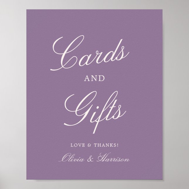 Mauve Calligraphy Wedding Cards & Gifts Sign Poster (Vorne)