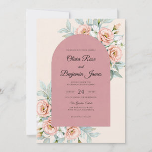 Mauve Champagner-Rosen-Hochzeit Einladung