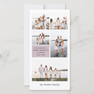 Mauve Chic Modern Neutral 5 Foto Elegant Feiertagskarte