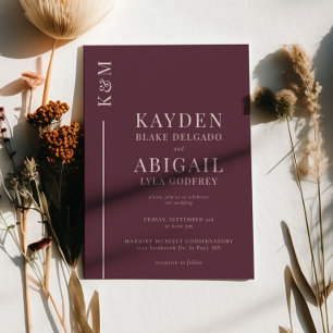 Mauve Clean Line Minimalistisch Wedding Einladung