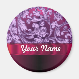 Mauve Damask Blumenmuster auf Magenta Magnet