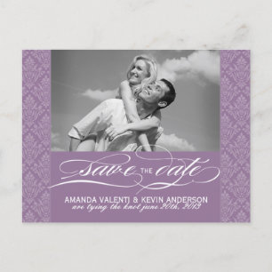 Mauve Damask Save the Date Ankündigungspostkarte