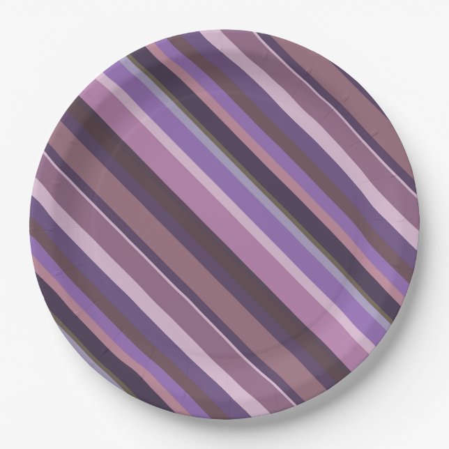 Mauve diagonale Streifen Pappteller (Vorderseite)