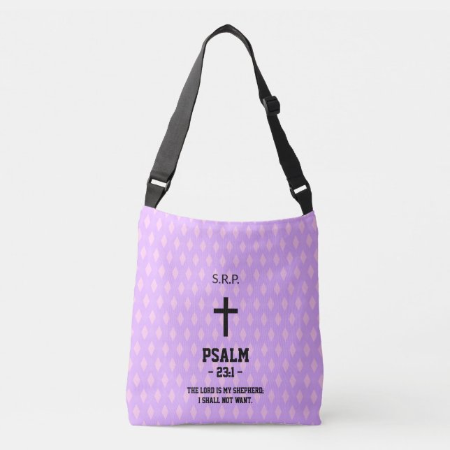 Mauve Diamonds Pattern Bible Verse Christlich Tragetaschen Mit Langen Trägern (Vorderseite)