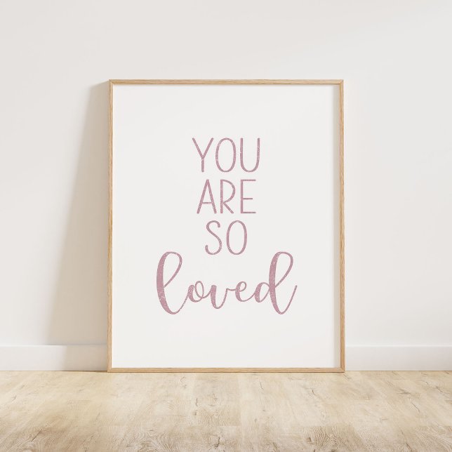 Mauve, du bist so geliebt poster (You Are So Loved typography quote print in mauve.)