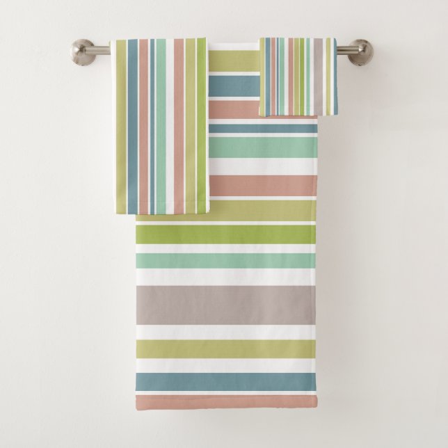 Mauve Dusk Blue Stripes Badhandtuch Set (Insitu)