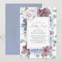 Mauve Dusty Blue Floral Elegante Moderne Kunst