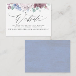 Mauve Dusty Blue Floral Wedding Website Card Visitenkarte