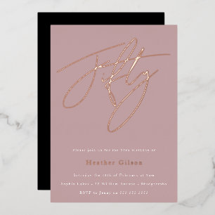 Mauve Dusty Pink 50. Geburtstagsfeier Rose Gold Folieneinladung