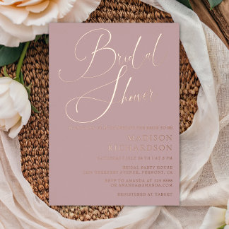 Mauve Dusty Rose Gold Elegante Bridal Shower Folieneinladung