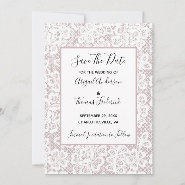 Mauve Dusty Rose Rosa Save the Date (Vorderseite)