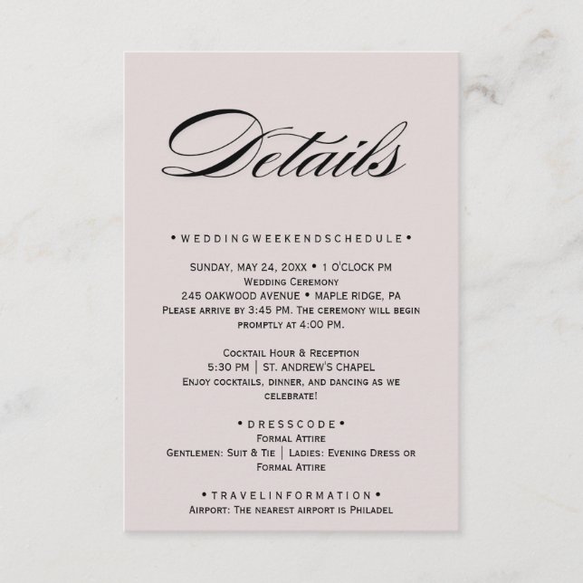 Mauve-Einschließkarte mit weißem Blumenmuster Begleitkarte (Vorderseite)